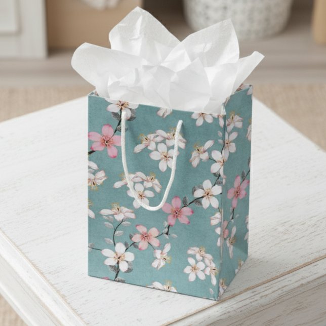 Beautiful Rustic Vintage Cherry Blossoms  Medium Gift Bag (Creator Uploaded)