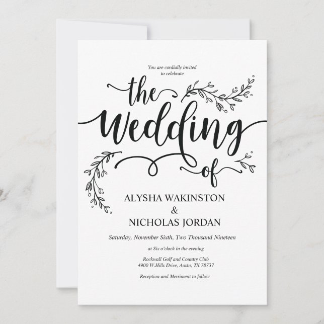 Beautiful Rustic Wedding Invitation Card (Front)