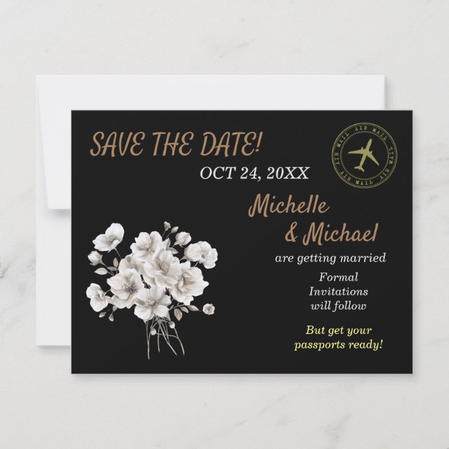 Beautiful Rustic White Flowers Save the Date  Card (Front)