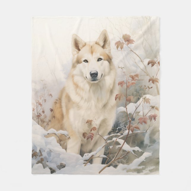 Beautiful Sable Husky Fleece Blanket (Front)