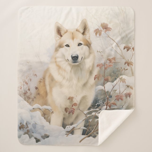 Beautiful Sable Husky Sherpa Blanket (Front)