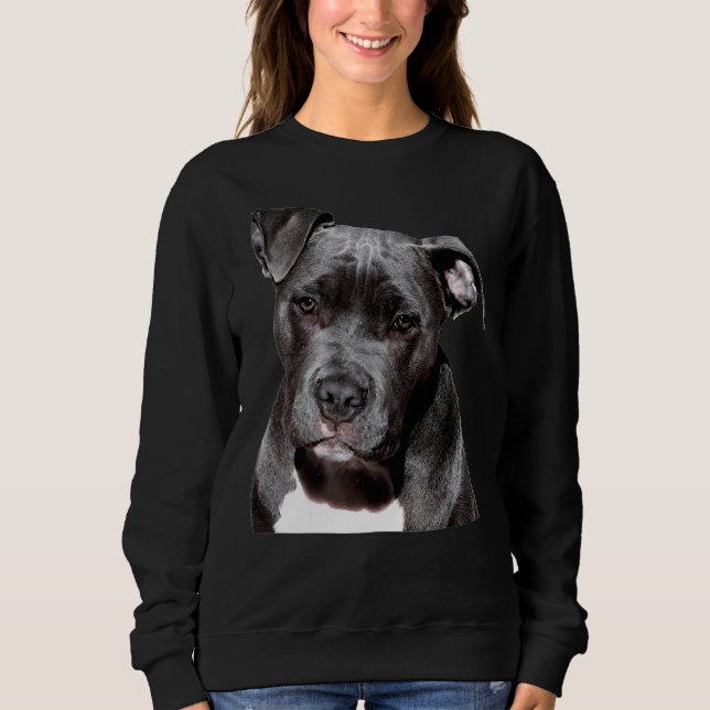 Beautiful Sad Funny Friendly Pitbull Dog Sweatshirt (Front)