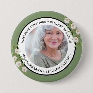 Beautiful Sage Green Floral In Loving Memory of  7.5 Cm Round Badge