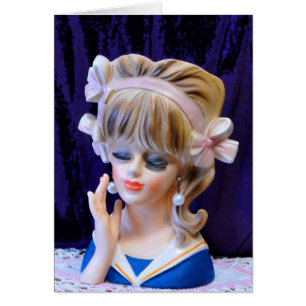 Beautiful Sailor Girl Head Vase Doll Pink Bows