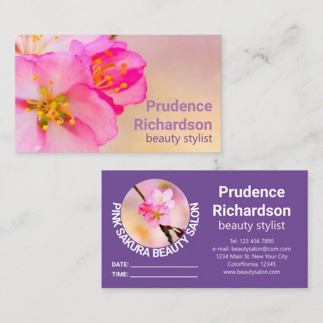 Beautiful Sakura Cherry Blossoms Business Card (Front/Back)