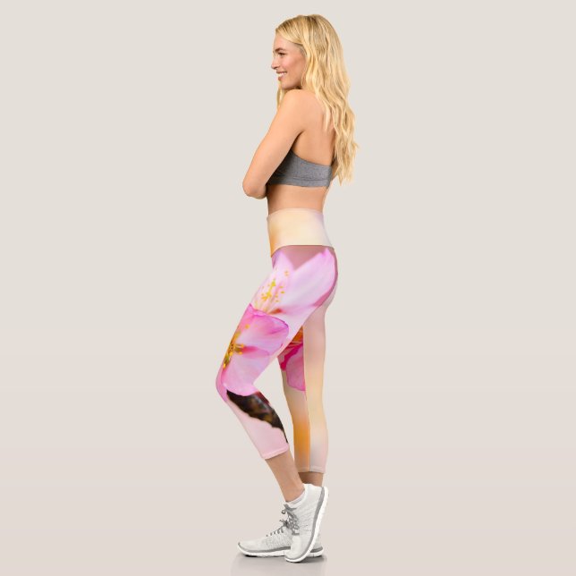 Beautiful Sakura Cherry Blossoms Capri Leggings (Left)