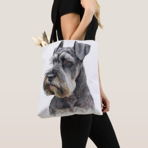 BEAUTIFUL SALT AND PEPPER MINIATURE SCHNAUZER DOG TOTE BAG