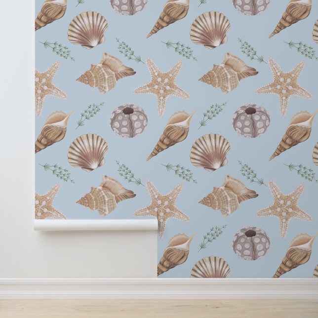 Beautiful Saltwater Seashells Pattern Wallpaper (Application)