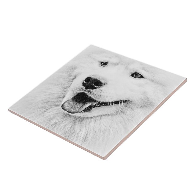 Beautiful Samoyed dog art Tile (Side)