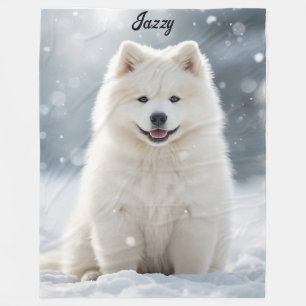 Beautiful Samoyed Personalised Fleece Blanket