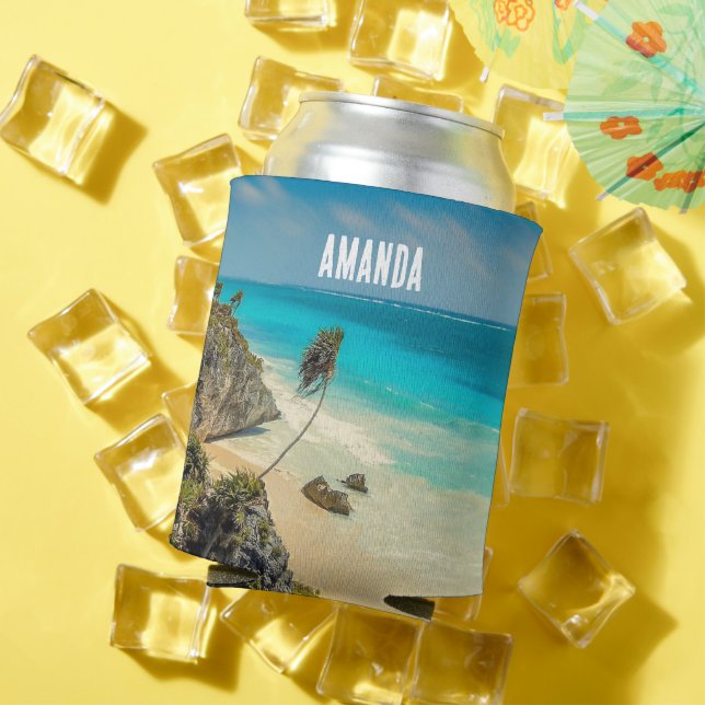 Beautiful Sandy Beach Tropical Paradise  Can Cooler (In Situ Summer)