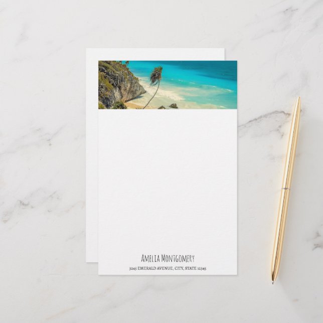 Beautiful Sandy Beach Tropical Paradise  Stationery (Front/Back In Situ)