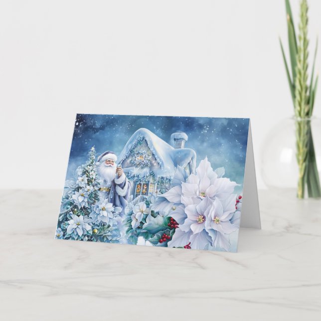 Beautiful Santa Winter Wonderland Blank Christmas  Holiday Card (Front)