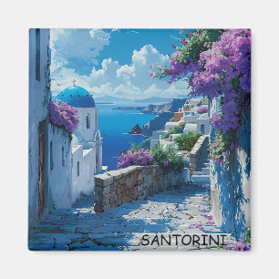 Beautiful Santorini Greece Ocean View Magnet