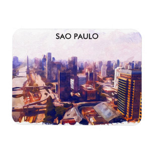 Beautiful Sao Paulo Brazil Skyline Painting Magnet