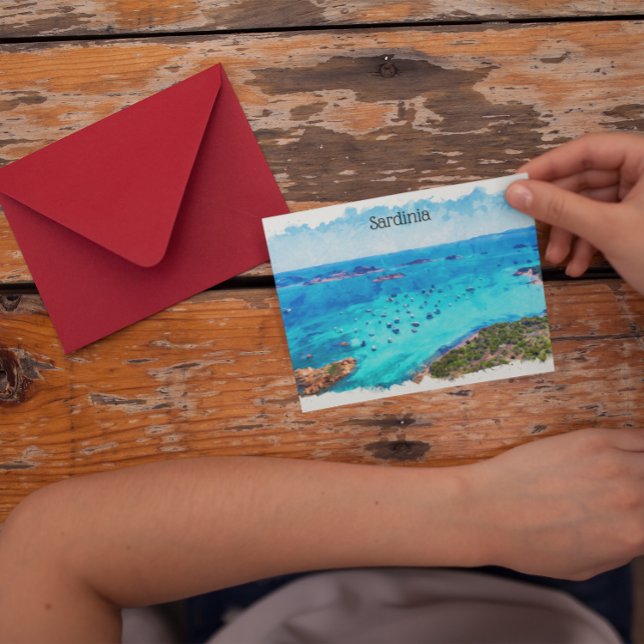 Beautiful Sardinia Italy Mediterranean Landscape Postcard (sardinia landscape panorama view postcard)