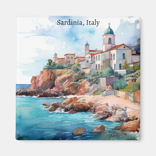 Beautiful Sardinia Italy Watercolor Travel  Magnet (Front)