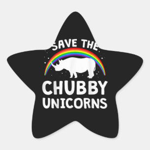 Beautiful Save Chubby Unicorns Rhino Lover Gift Star Sticker