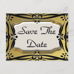 Beautiful Save The Date Gold & Black Postcards