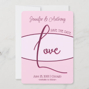 Beautiful Save The Date Pink Love Wedding Invitation