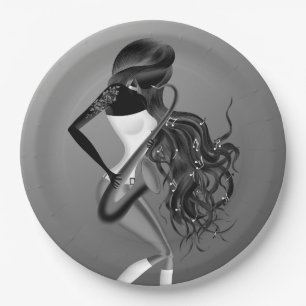 Beautiful Saxophonist Luna  Paper Plate