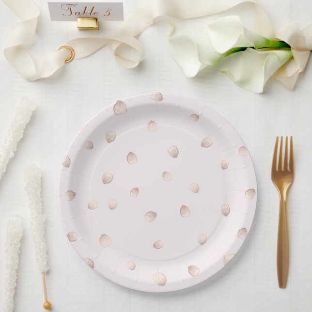 beautiful scattering pink petals paper plate (Wedding)