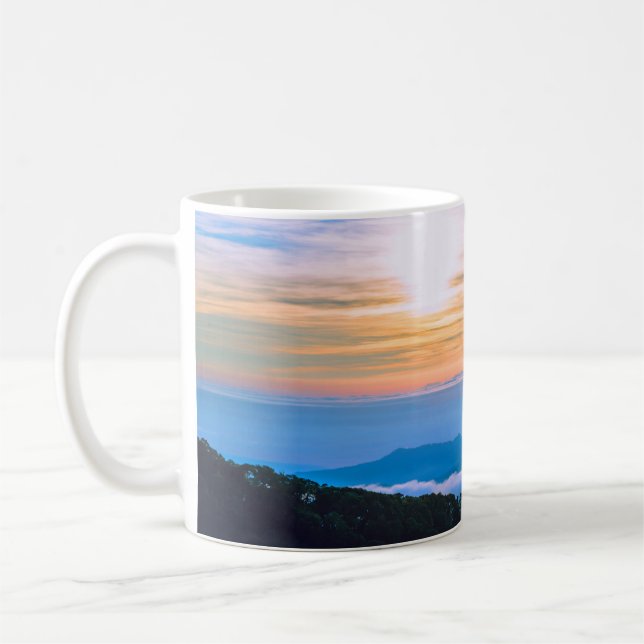 Beautiful Scene of Fog with Mountains Coffee Mug (Left)