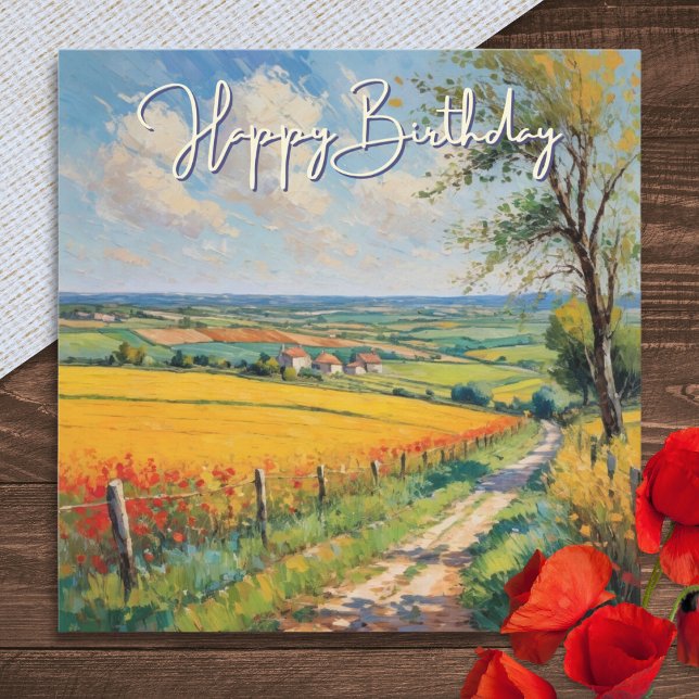 Beautiful Scenery Summer Countryside Birthday Card (An elegant birthday card with picture of beautiful countryside in summer)
