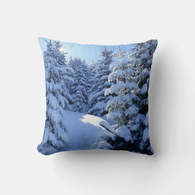 Beautiful Scenic Winter Throw Pillow (Front)