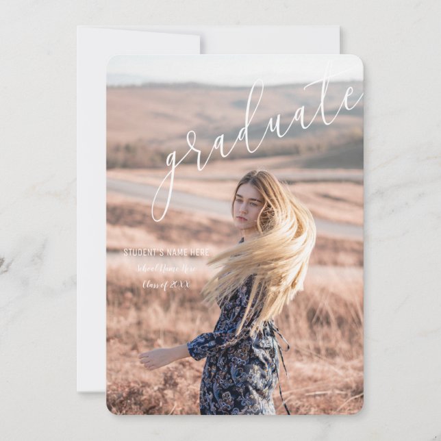 Beautiful Script Graduation Invitation (Front)