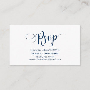 Beautiful Script, Navy Blue, RSVP respond Enclosure Card