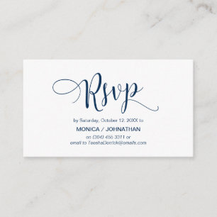 Beautiful Script, Navy Blue, RSVP respond Enclosure Card