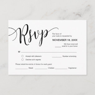 Beautiful Script, RSVP, Black, Respond Enclosure Card