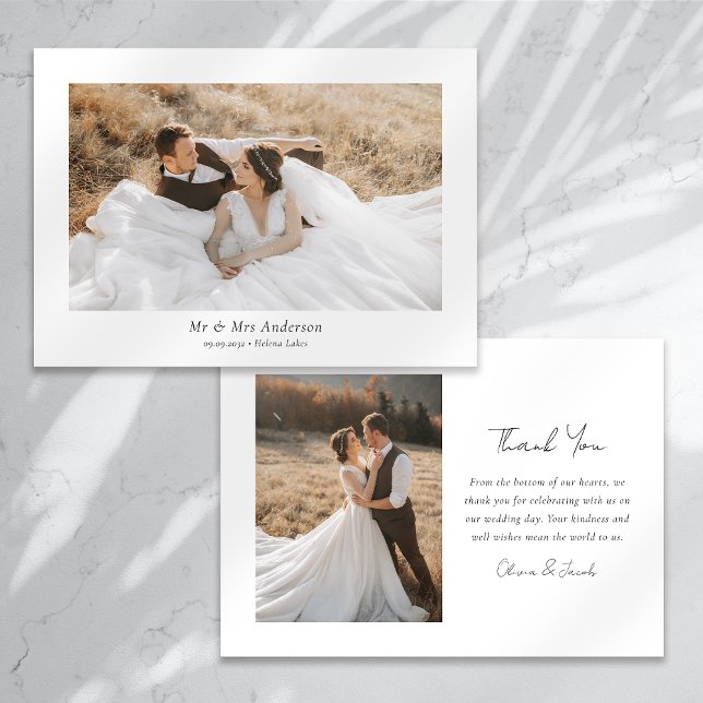 Beautiful Script Wedding Photo Thank You Card (Creator Uploaded)