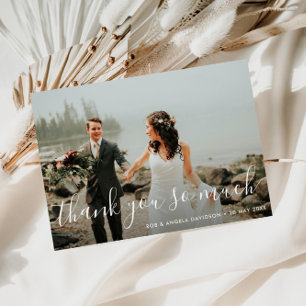 beautiful script wedding thank you photo