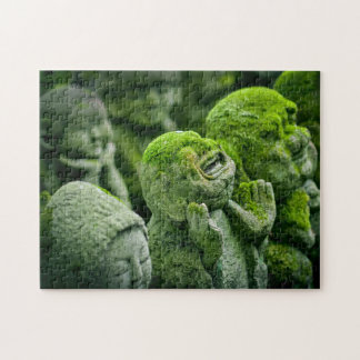 Beautiful Sculpted Faces with Moss jigsaw puzzle
