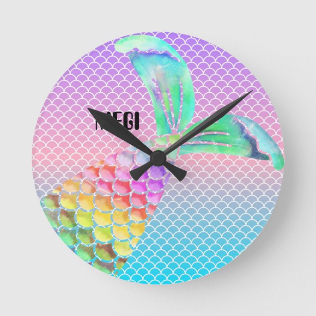 Beautiful sea beaches and mermaids round clock (Front)