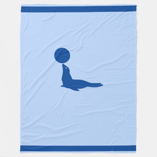 Beautiful Sea Lion and Ball Fleece Blanket (Front)