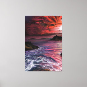 Beautiful Sea Sunset - Abstract Original Painting Canvas Print