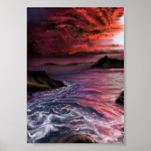 Beautiful Sea Sunset - Abstract Original Painting  Poster