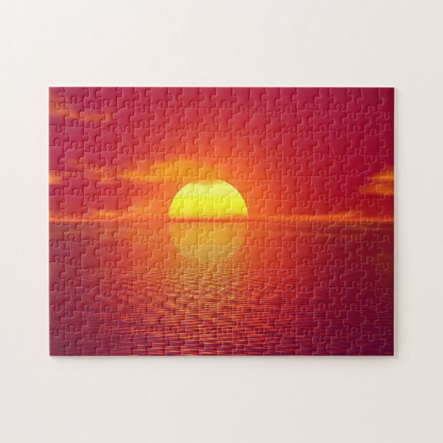 Beautiful Sea Sunset Jigsaw Puzzle (Horizontal)