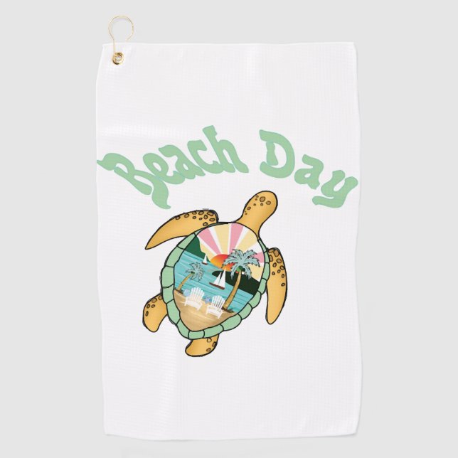 Beautiful Sea Turtle In The Water Golf Towel (Front)