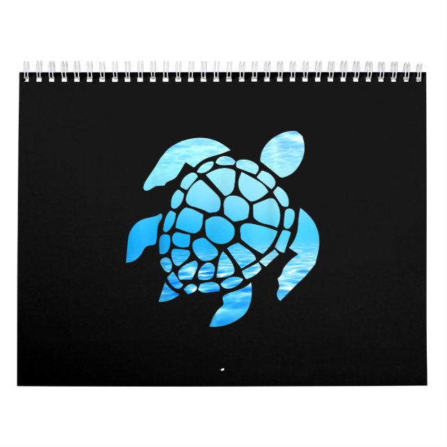 Beautiful Sea Turtle Silhouette Seen From Undersea Calendar (Cover)