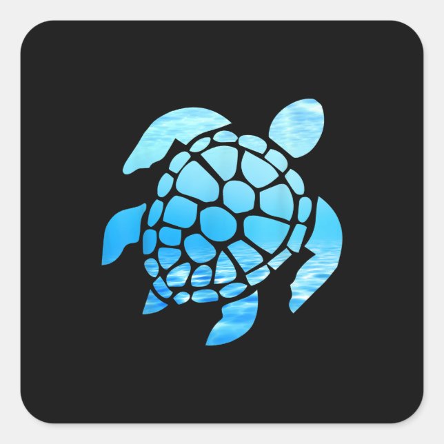 Beautiful Sea Turtle Silhouette Seen From Undersea Square Sticker (Front)