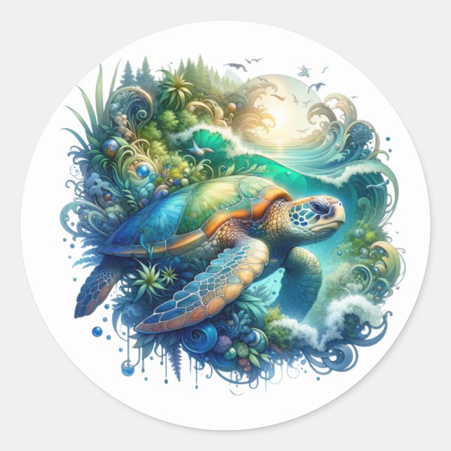Beautiful Sea Turtle Sticker (Front)