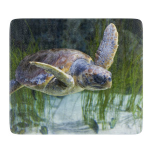 Beautiful Sea Turtle Swimming Cutting Board
