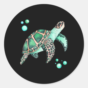 Beautiful Sea Turtle Watercolor Classic Round Sticker