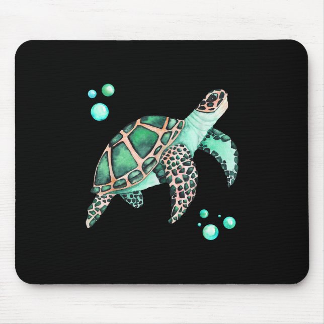 Beautiful Sea Turtle Watercolor Mouse Pad (Front)