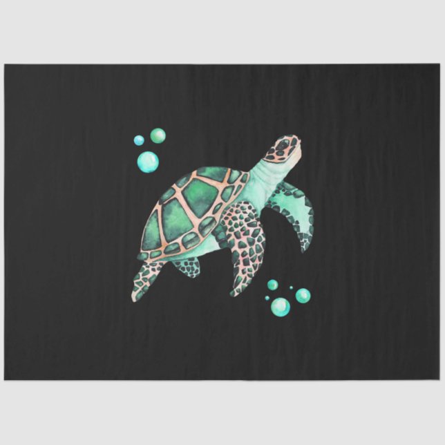 Beautiful Sea Turtle Watercolor Tissue Paper (Front)