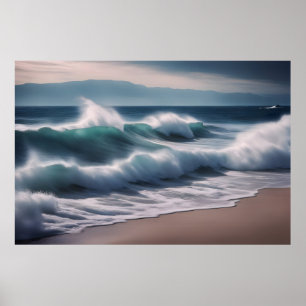 Beautiful sea waves poster